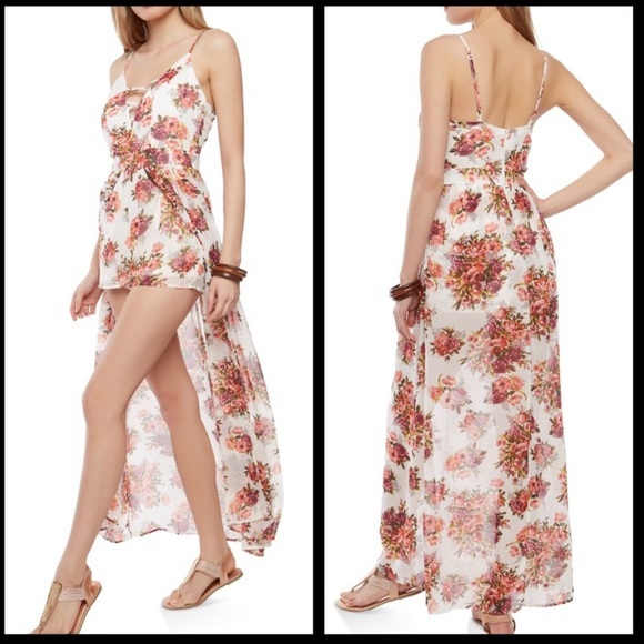 Floral lace up maxi romper - Picture 1 of 3